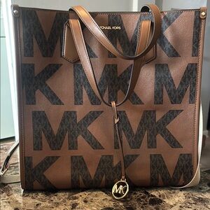 Michael Kors Tan and Black Logo Tote